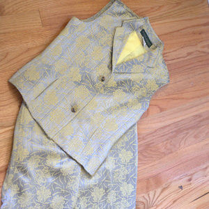 Harve Benard Light Gray and Yellow Pant Suit